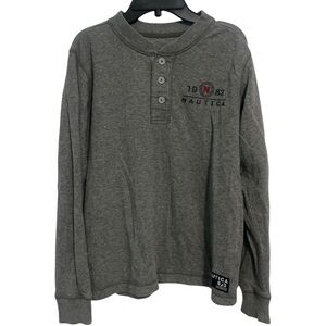 Boys Náutica Sz XL 12-14 Shirt Pullover Long Sleeve Gray Cotton
